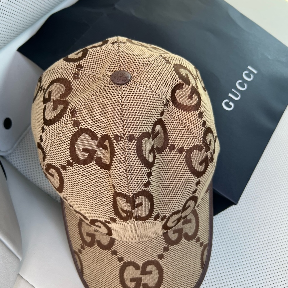 Gucci Tan and Brown GG Pattern Cap LARGE